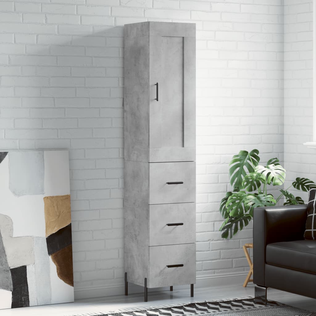 Highboard Concrete Grey 34,5x34x180 cm Engineered Wood