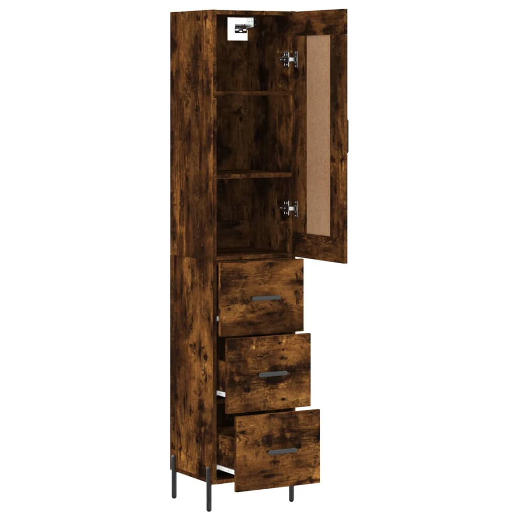 Highboard Smoked Oak 34,5x34x180 cm Engineered Wood