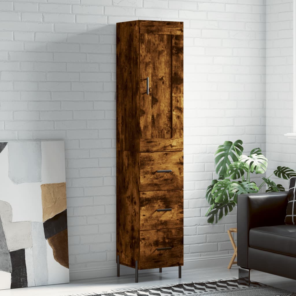 Highboard Smoked Oak 34,5x34x180 cm Engineered Wood