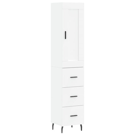 Highboard White 34,5x34x180 cm Engineered Wood