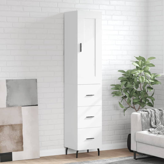 Highboard White 34,5x34x180 cm Engineered Wood