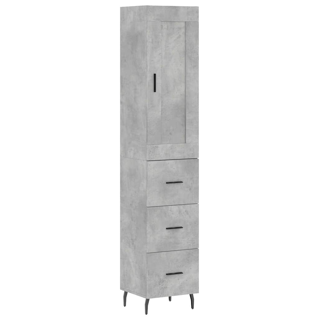 Highboard Concrete Grey 34,5x34x180 cm Engineered Wood