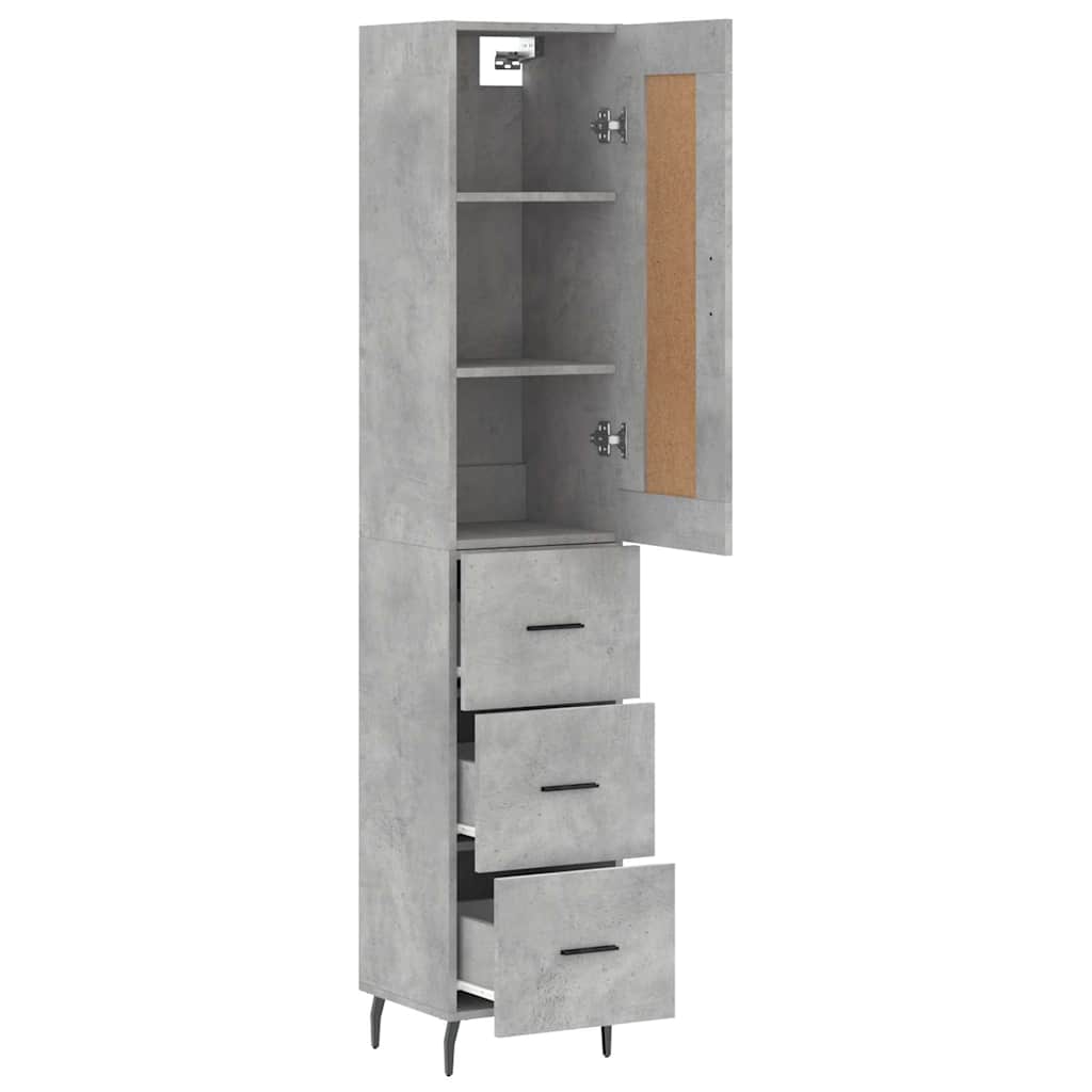 Highboard Concrete Grey 34,5x34x180 cm Engineered Wood