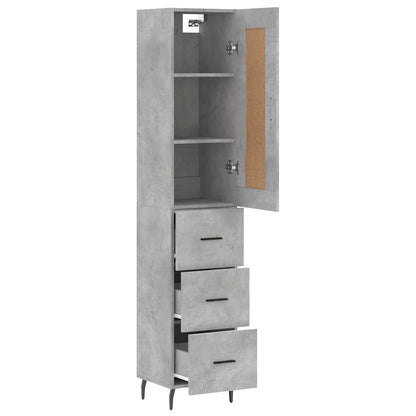 Highboard Concrete Grey 34,5x34x180 cm Engineered Wood