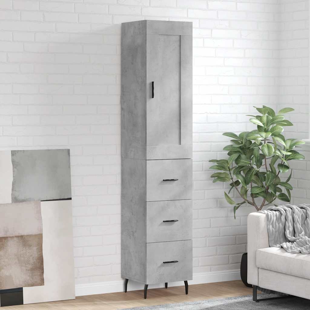 Highboard Concrete Grey 34,5x34x180 cm Engineered Wood