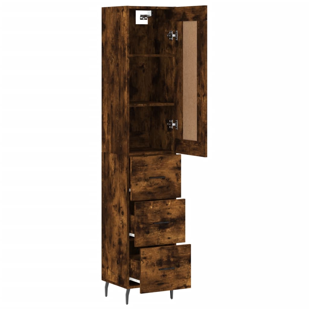 Highboard Smoked Oak 34,5x34x180 cm Engineered Wood