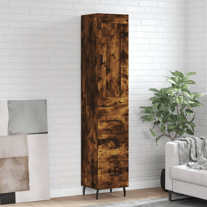Highboard Smoked Oak 34,5x34x180 cm Engineered Wood