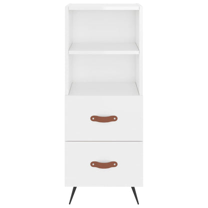 Highboard High Gloss White 34.5x34x180 cm Engineered Wood