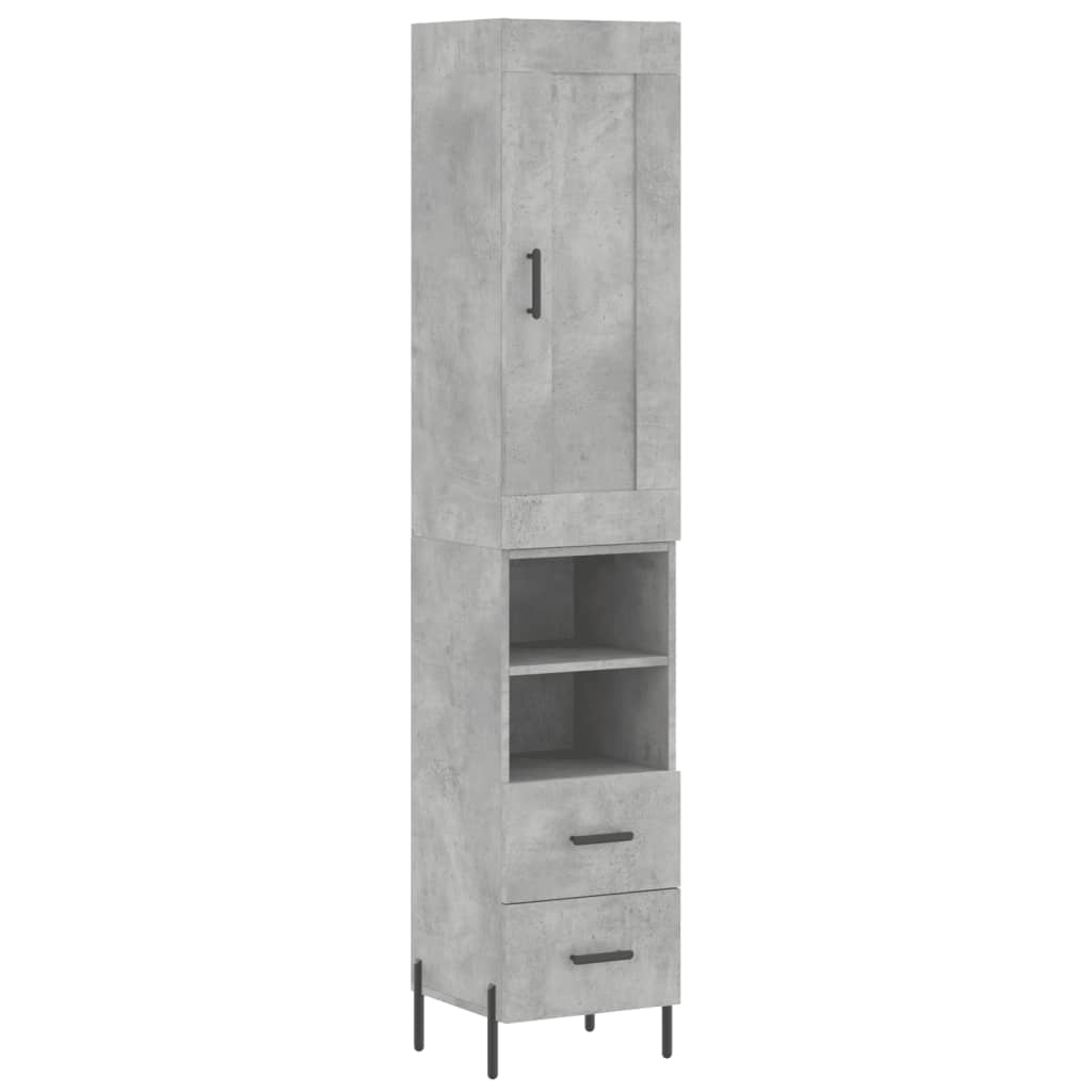 Highboard Concrete Grey 34,5x34x180 cm Engineered Wood