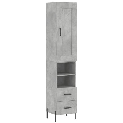 Highboard Concrete Grey 34,5x34x180 cm Engineered Wood