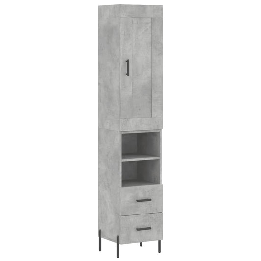 Highboard Concrete Grey 34,5x34x180 cm Engineered Wood