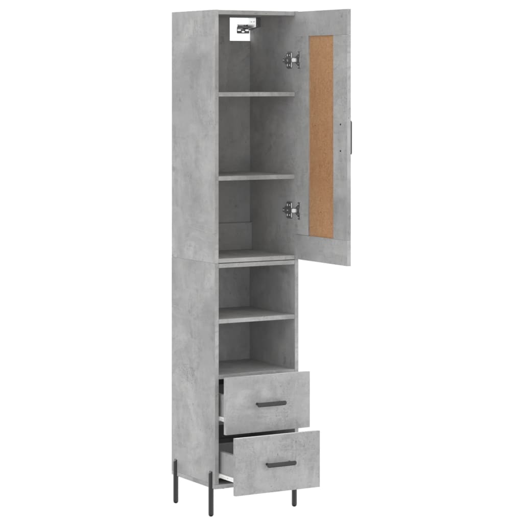Highboard Concrete Grey 34,5x34x180 cm Engineered Wood