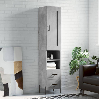 Highboard Concrete Grey 34,5x34x180 cm Engineered Wood