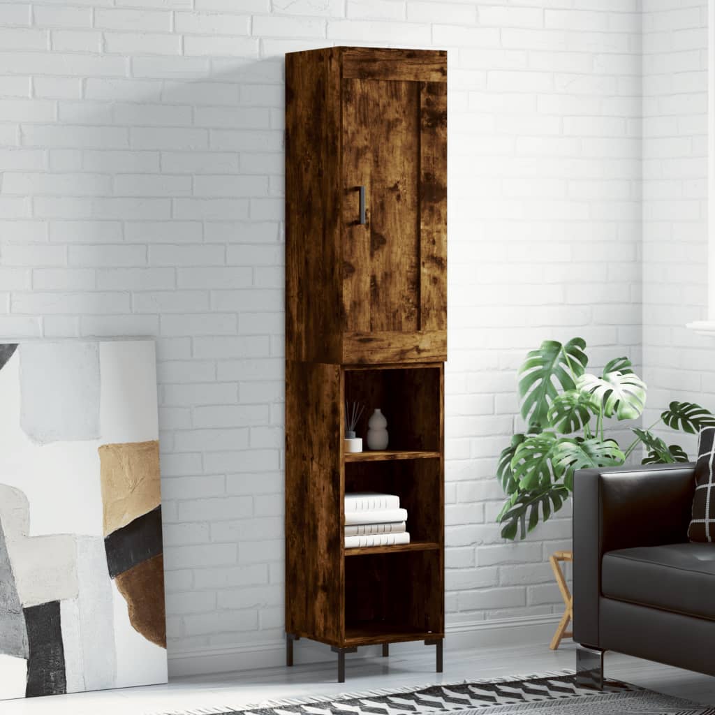 Highboard Smoked Oak 34.5x34x180 cm Engineered Wood