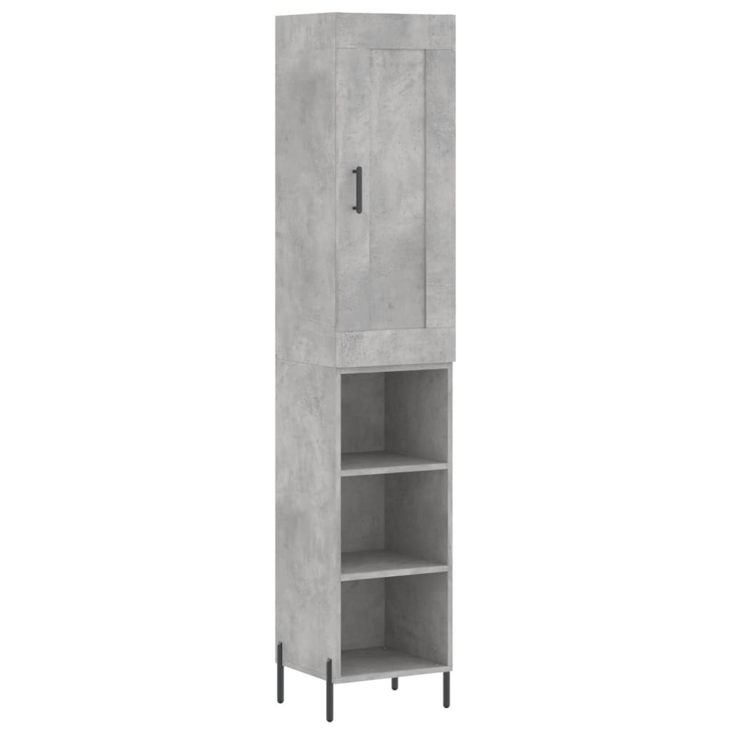 Highboard Concrete Grey 34,5x34x180 cm Engineered Wood