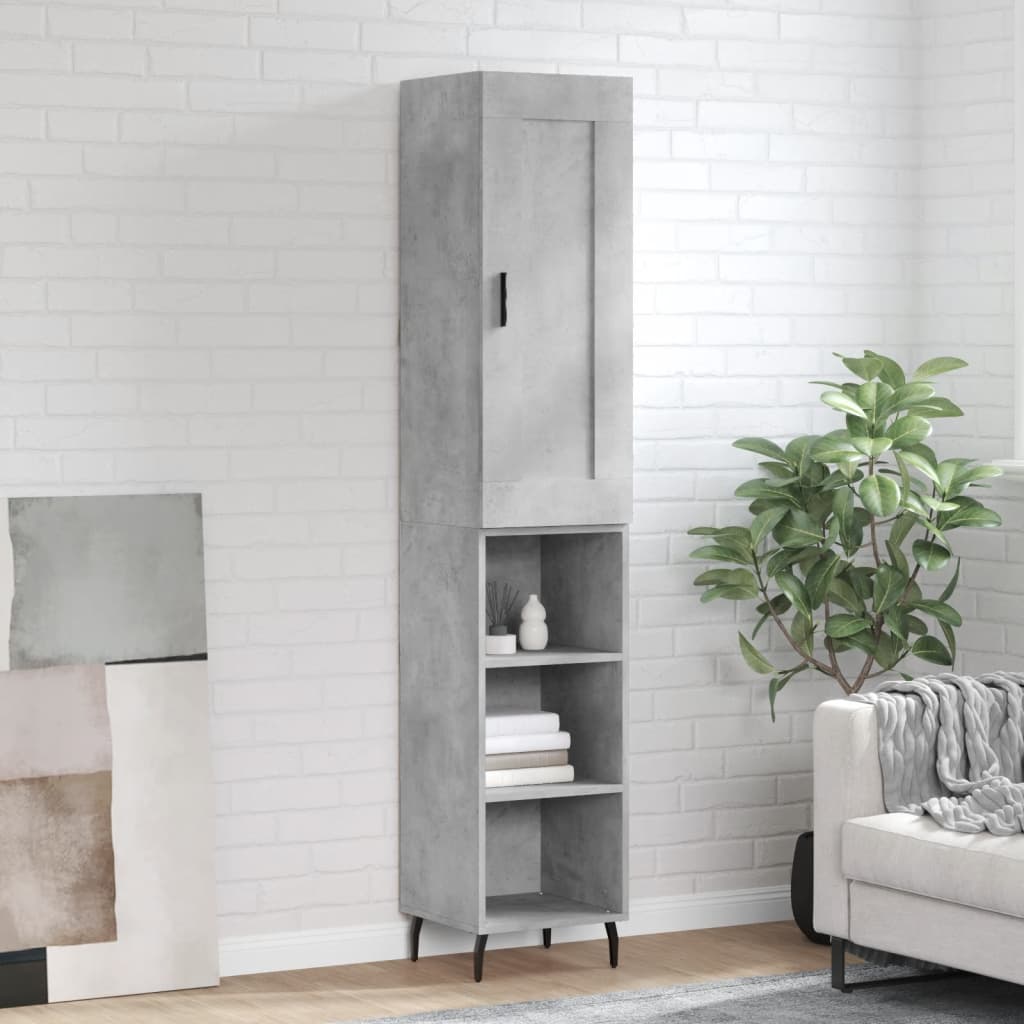 Highboard Concrete Grey 34,5x34x180 cm Engineered Wood