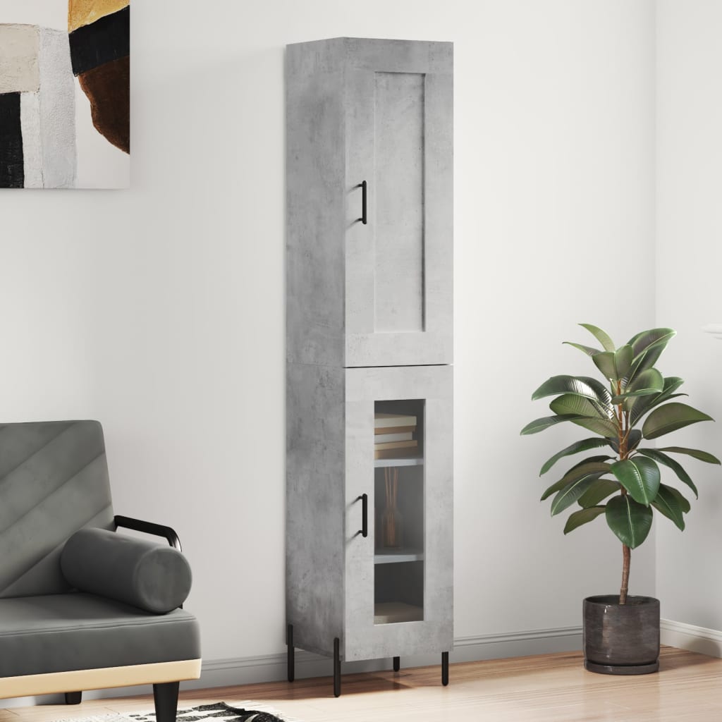 Highboard Concrete Grey 34,5x34x180 cm Engineered Wood