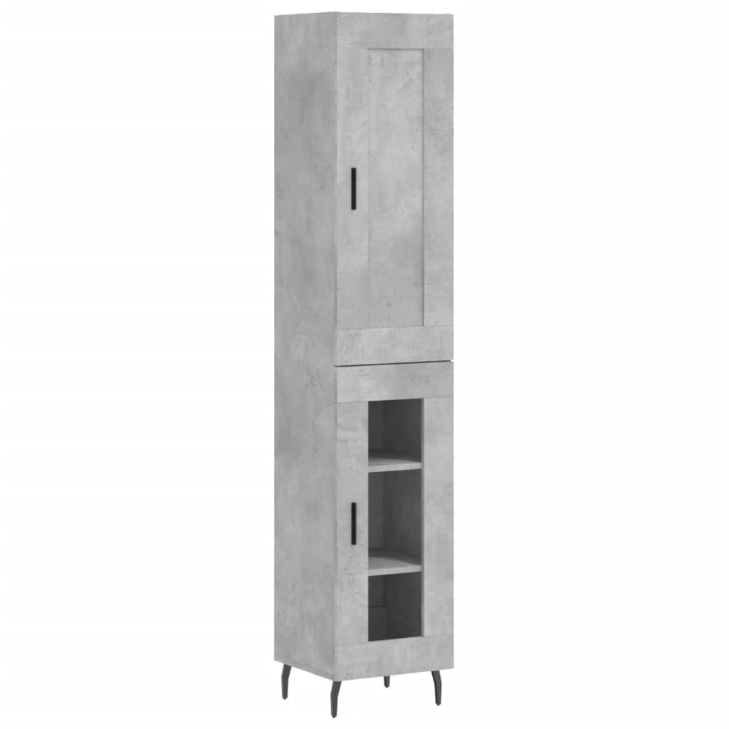 Highboard Concrete Grey 34,5x34x180 cm Engineered Wood