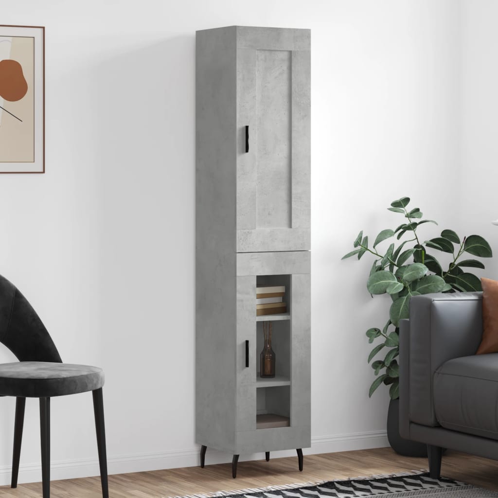 Highboard Concrete Grey 34,5x34x180 cm Engineered Wood