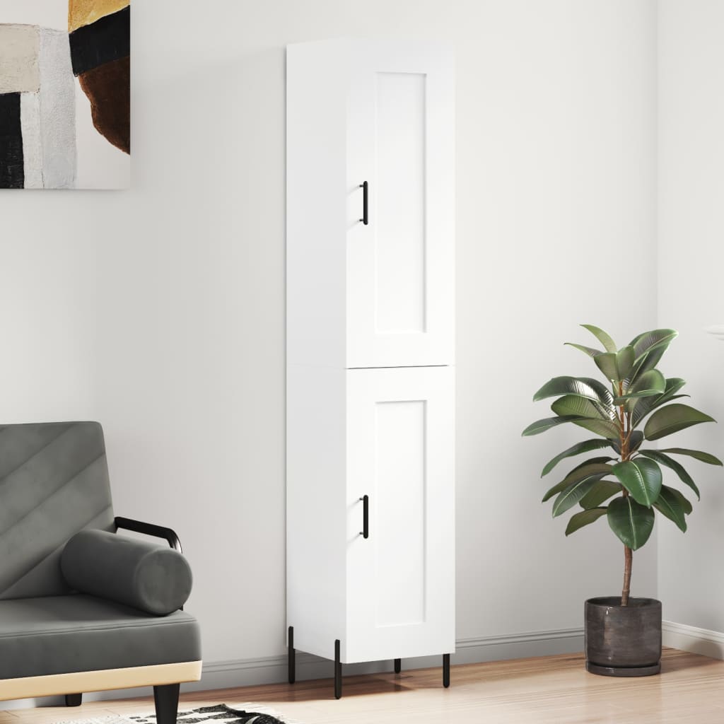 Highboard White 34,5x34x180 cm Engineered Wood
