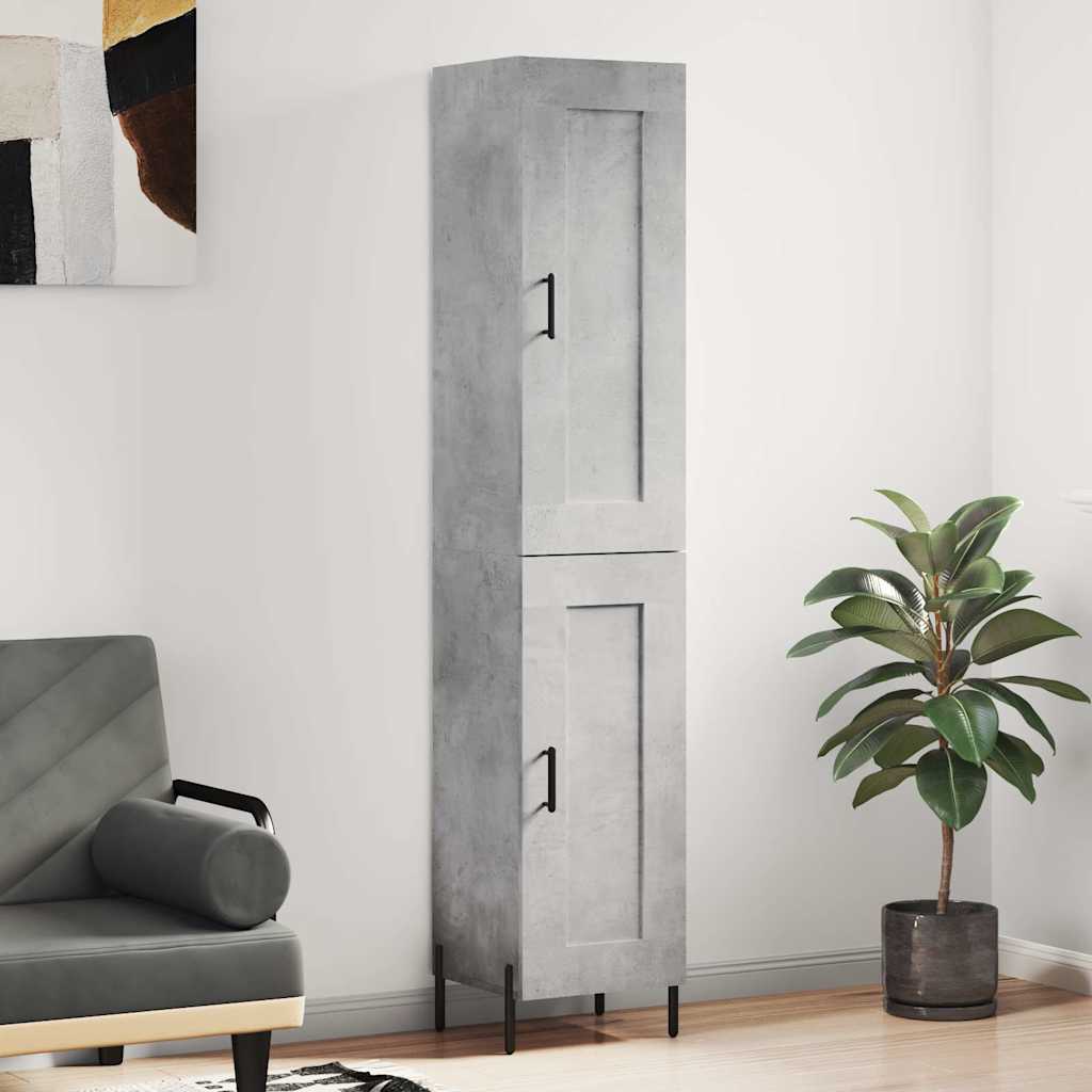 Highboard Concrete Grey 34,5x34x180 cm Engineered Wood