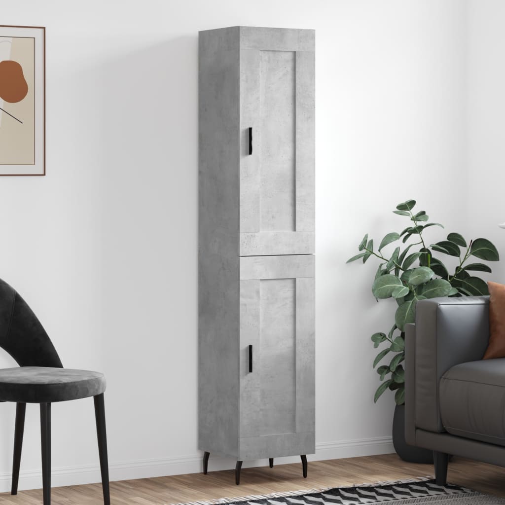 Highboard Concrete Grey 34,5x34x180 cm Engineered Wood