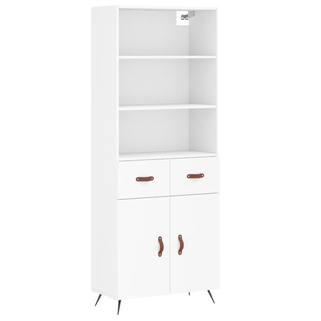 Highboard White 69,5x34x180 cm Engineered Wood