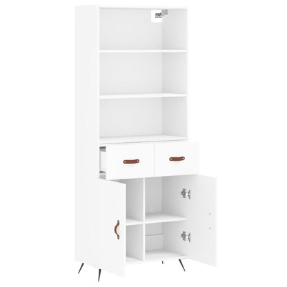 Highboard White 69,5x34x180 cm Engineered Wood