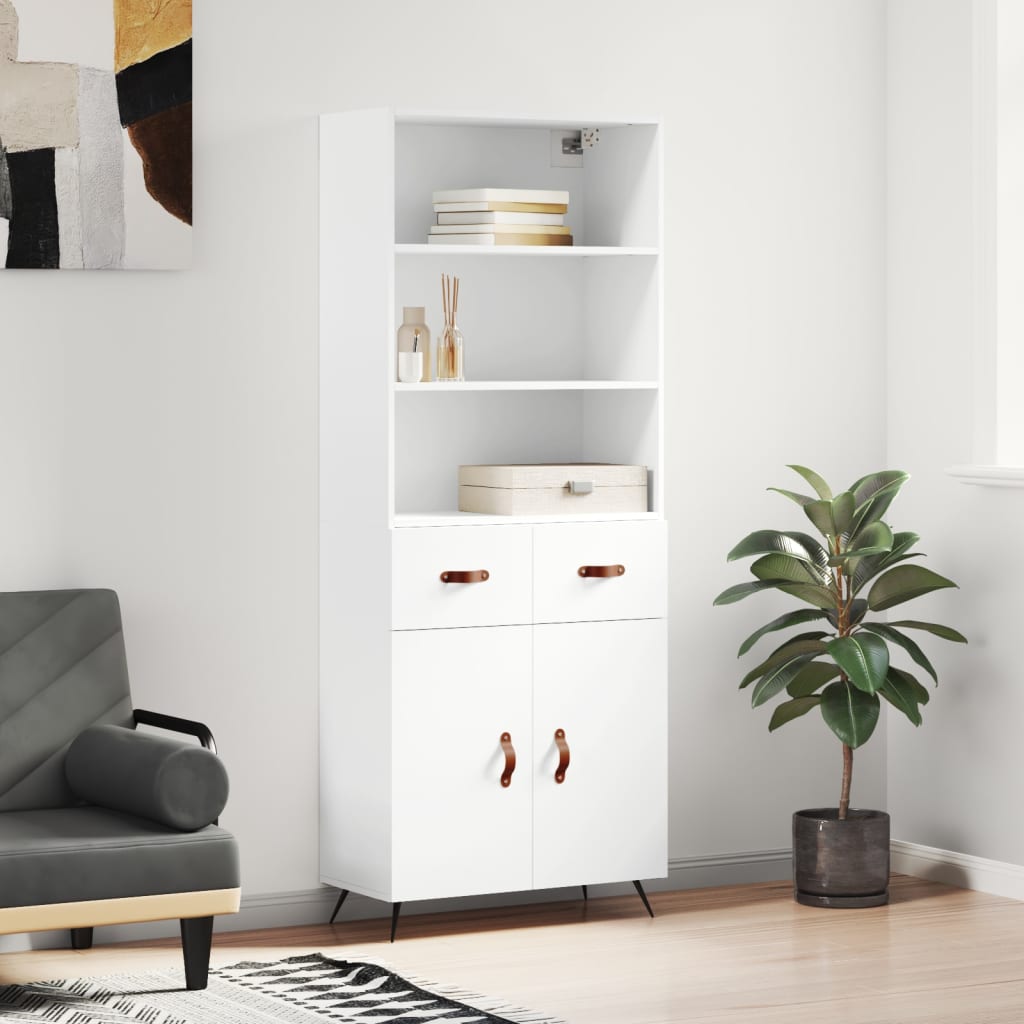 Highboard White 69,5x34x180 cm Engineered Wood