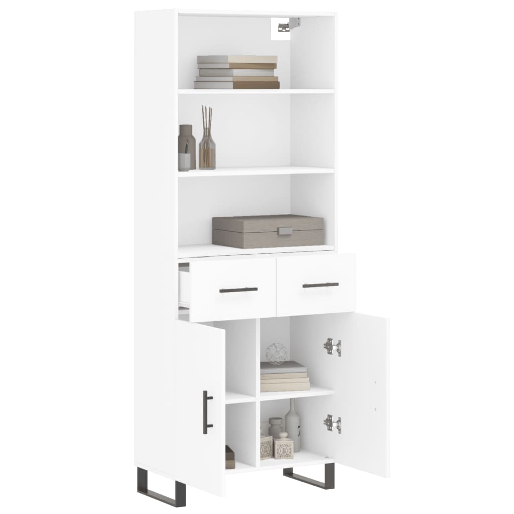 Highboard White 69.5x34x180 cm Engineered Wood