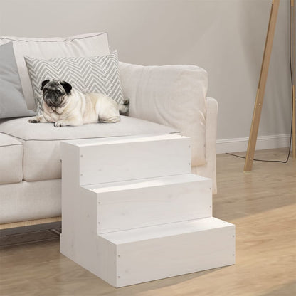 Pet Stair White 40x37.5x35 cm Solid Wood Pine