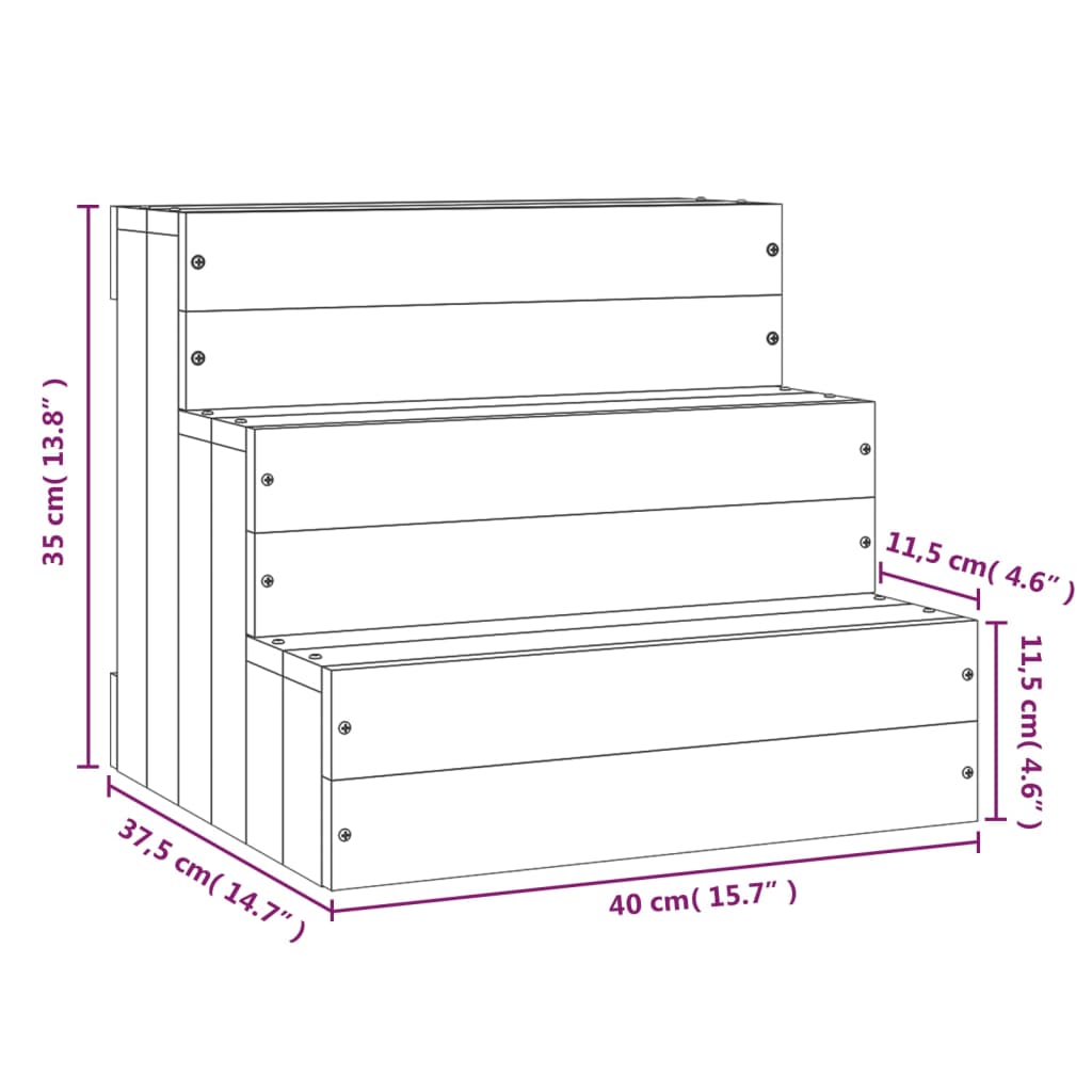 Pet Stair White 40x37.5x35 cm Solid Wood Pine