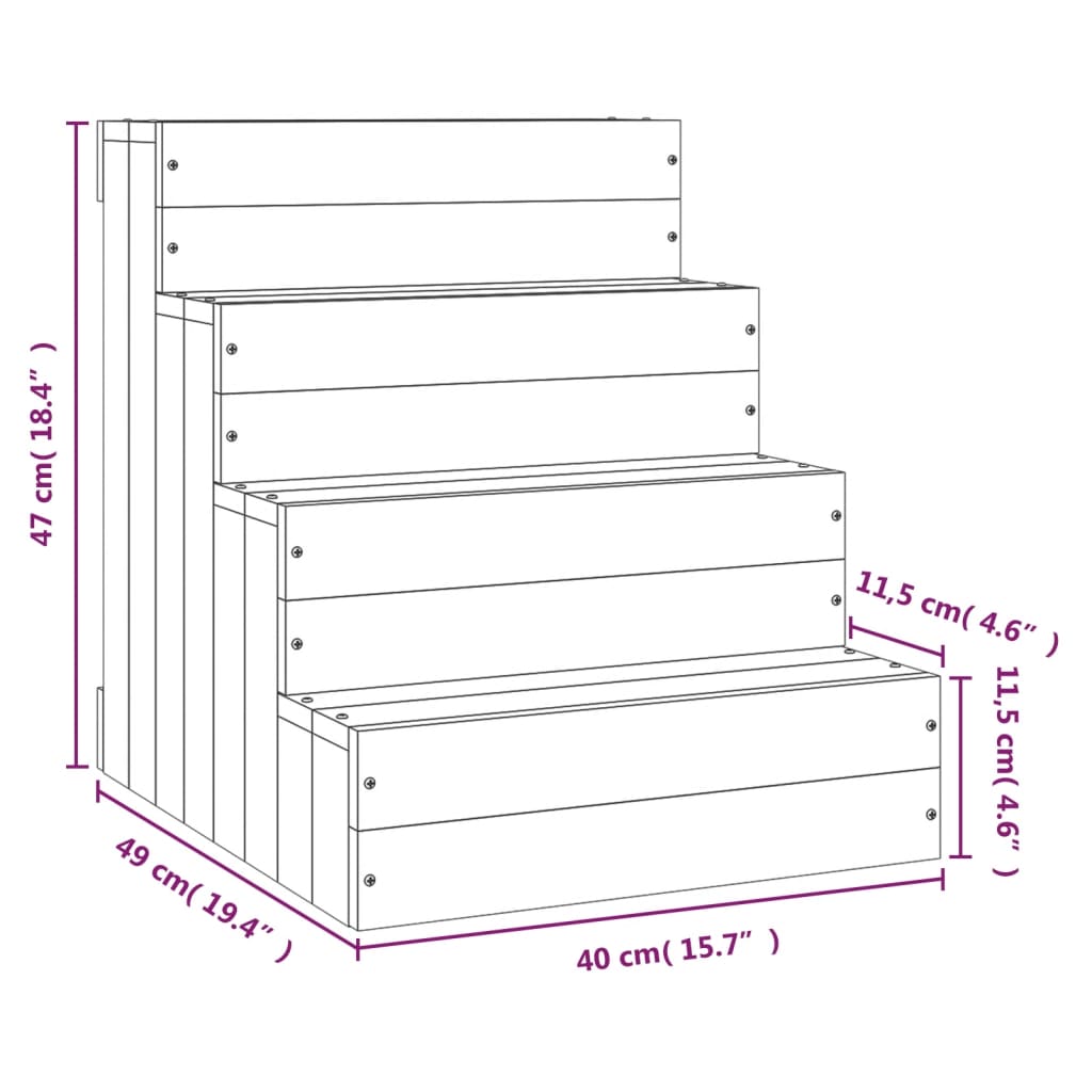 Pet Stair White 40x49x47 cm Solid Wood Pine