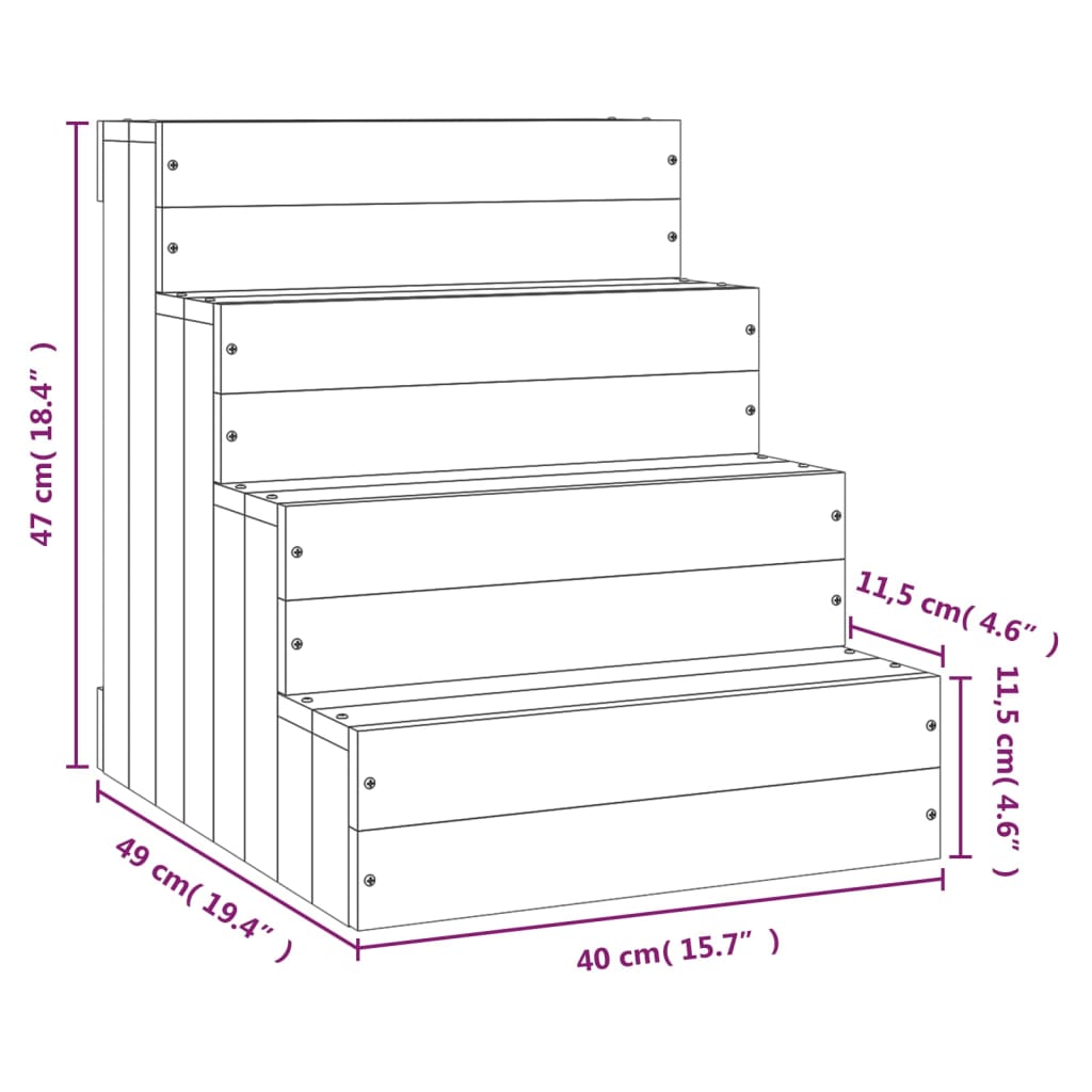 Pet Stair Honey Brown 40x49x47 cm Solid Wood Pine