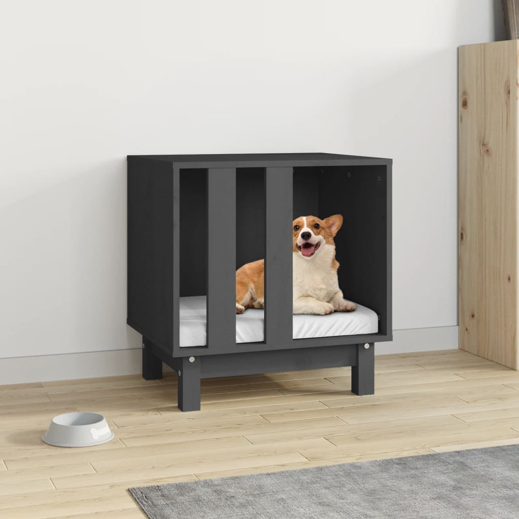 Dog House Grey 50x40x52 cm Solid Wood Pine