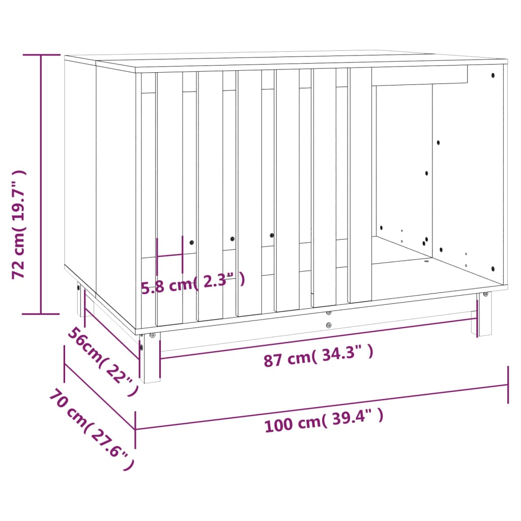 Dog House 100x70x72 cm Solid Wood Pine