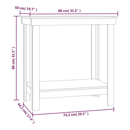 Work Bench Grey 80x50x80 cm Solid Wood Pine