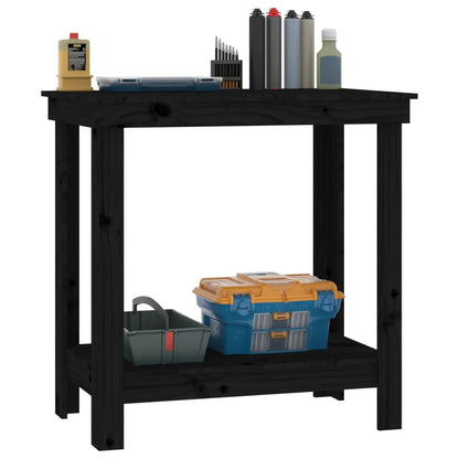 Work Bench Black 80x50x80 cm Solid Wood Pine