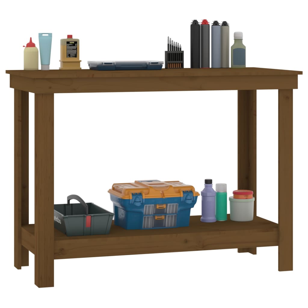 Work Bench Honey Brown 110x50x80 cm Solid Wood Pine