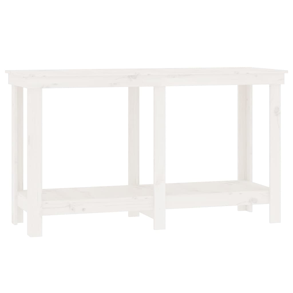 Work Bench White 140x50x80 cm Solid Wood Pine