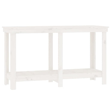 Work Bench White 140x50x80 cm Solid Wood Pine