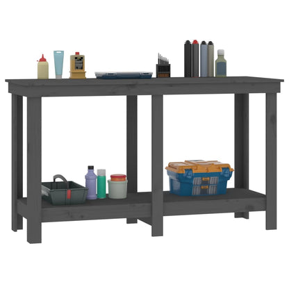 Work Bench Grey 140x50x80 cm Solid Wood Pine