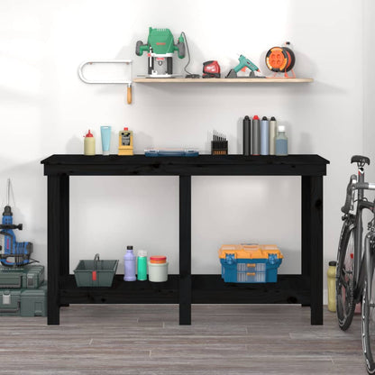 Work Bench Black 140x50x80 cm Solid Wood Pine