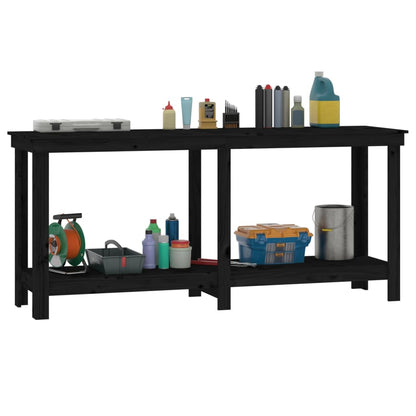 Work Bench Black 180x50x80 cm Solid Wood Pine