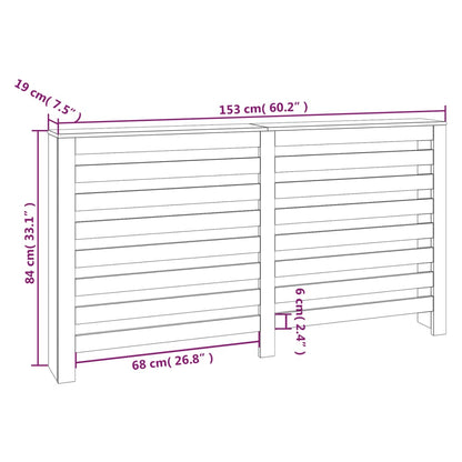 Radiator Cover White 153x19x84 cm Solid Wood Pine