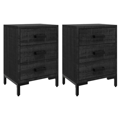 Bedside Cabinets 2 pcs Black 40x30x55 cm Solid Wood Pine