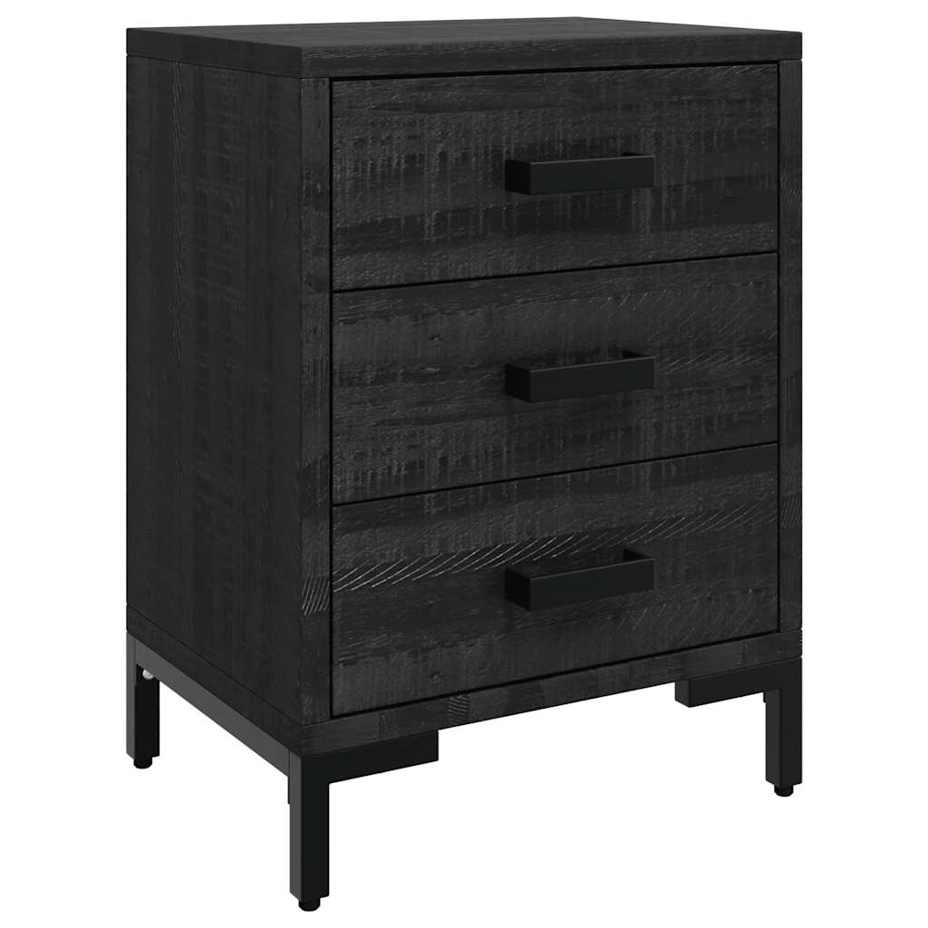 Bedside Cabinets 2 pcs Black 40x30x55 cm Solid Wood Pine