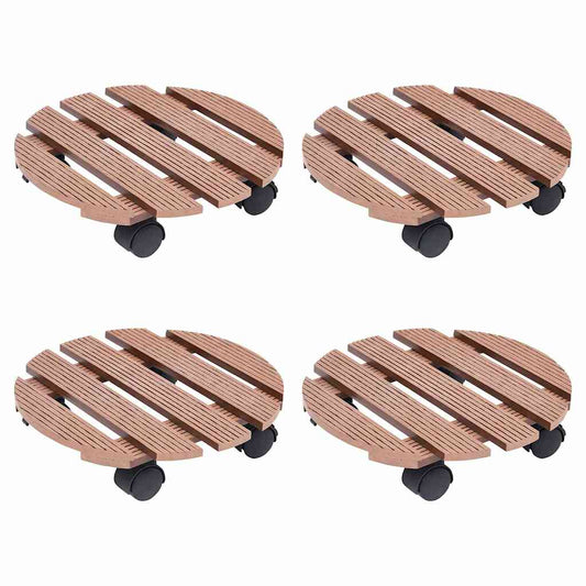 Plant Trolleys 4 pcs Brown Ø30x7,5 cm WPC