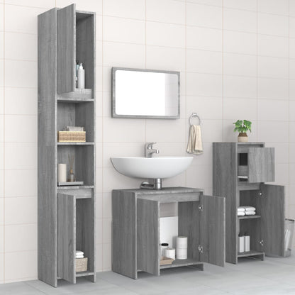 4 Piece Bathroom Furniture Set Grey Sonoma Engineered Wood