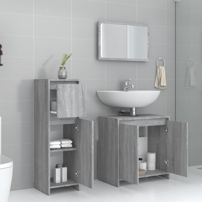 3 Piece Bathroom Furniture Set Grey Sonoma Engineered Wood